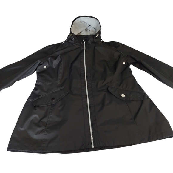 INTL d.e.t.a.i.l.s Women's Black Zip Front Hooded Lined Coat Jacket Size XL - Picture 5 of 10